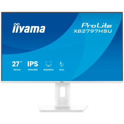 IIYAMA Prolite XB2797HSU-W1 Business Monitor - 68.6 cm (27"), FULL HD (1920x1080), IPS LED, 120Hz, 350 cd/m², matte / white