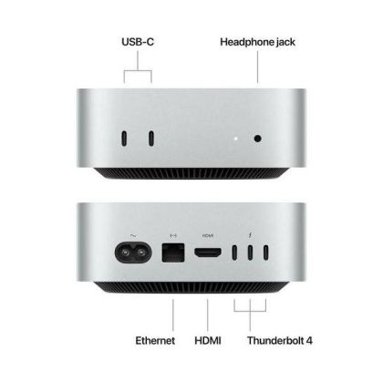 Desktop Apple Mac Mini M4 Pro, Procesor Apple M4 Pro cu CPU 14 core, GPU 20 core, ram 64GB, 2TB SSD M.2 PCIe NVMe, culoare Silver, macOS Sequoia