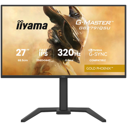 IIYAMA Monitor LED GB2791QSU-B1 G-MASTER 27" Fast IPS, 2560x1440 320Hz, 16:9, 350cd, 0.6ms, HDMI, DP, USB HUB, Full Ergo