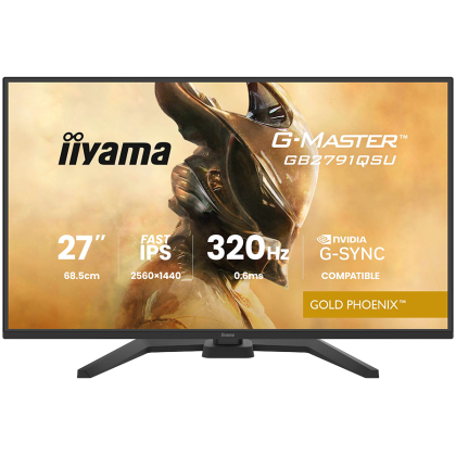 IIYAMA Monitor LED GB2791QSU-B1 G-MASTER 27" Fast IPS, 2560x1440 320Hz, 16:9, 350cd, 0.6ms, HDMI, DP, USB HUB, Full Ergo