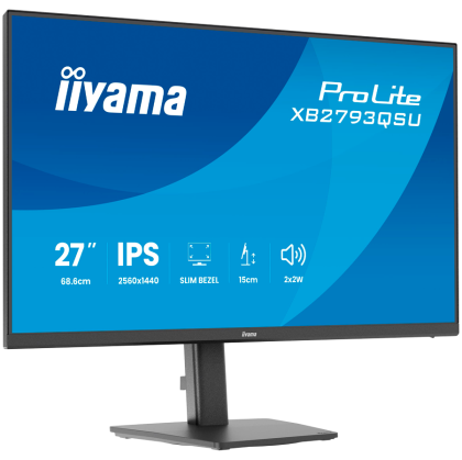 IIYAMA Monitor LED XB2793QSU-B1 27" 2560 x 1440 75Hz IPS 350cd 1ms HDMI DP USB HUB height, swivel, tilt, pivot Pro