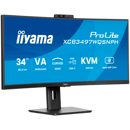 Iiyama ProLite XCB3497WQSNPH-B1 LED monitor curved 34"(31.3 viewable) 3440 x 1440 UWQHD 120 Hz VA 300 cd/m 3000:1  2xHDMI DisplayPort USB-C speakers matte black