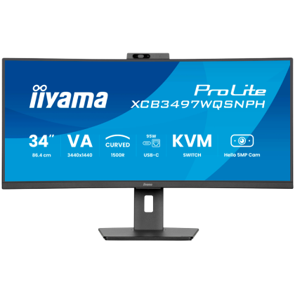 Iiyama ProLite XCB3497WQSNPH-B1 LED monitor curved 34"(31.3 viewable) 3440 x 1440 UWQHD 120 Hz VA 300 cd/m 3000:1  2xHDMI DisplayPort USB-C speakers matte black