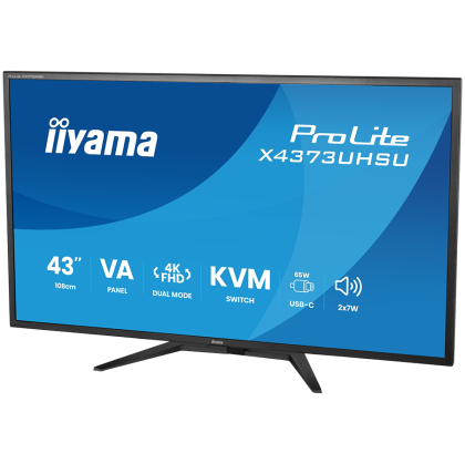 IIYAMA Monitor LED X4373UHSU-B2 KVM Switch 42.5" VA LED 3840 x 2160 60hz 450cd 3ms HDMI DP USB Type C 95W Tilt 3y