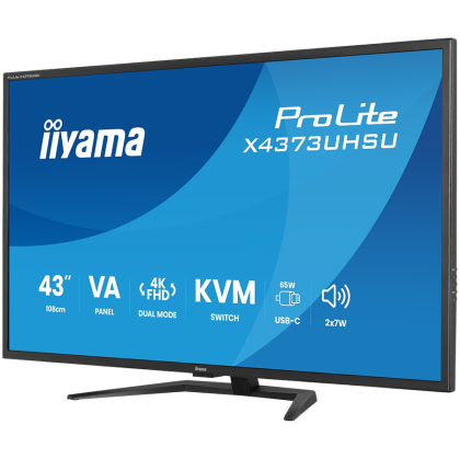 IIYAMA Monitor LED X4373UHSU-B2 KVM Switch 42.5" VA LED 3840 x 2160 60hz 450cd 3ms HDMI DP USB Type C 95W Tilt 3y