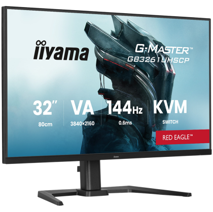IIYAMA Gaming Monitor 32 VA Gaming G-Master Red Eagle FreeSync Premium 3840x2160 144Hz 400cd/m2 2xHDMI 2.1 DisplayPort USB-C 95W PD KVM 0.6ms MPRT speakers USB 2x3.2 2xC Black Tuner 15cm height adjustable stand