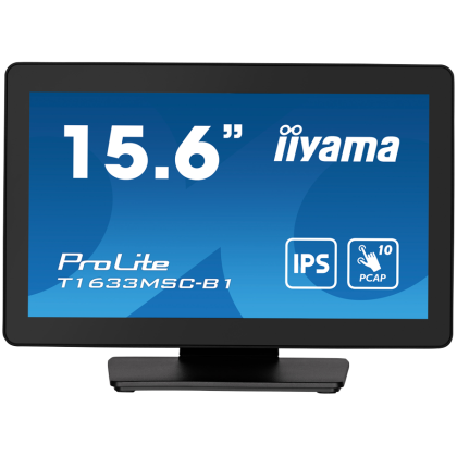 IIYAMA TOUCH T1633MSC-B1 15.6" PCAP 10 points multi-touch 1920 x 1080 @60Hz 450 cd/m² 1000:1 5ms projective capacitive IP54 (front)