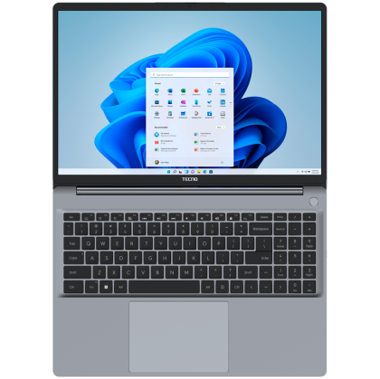 TECNO Megabook K16SDA AMD R5-7430U up to 4.3GHz 16-inch FHD IPS 16:10 1920x1200 300nits 60Hz  RAM 16Gb SSD 1Tb 70Wh 17.5 hours Cam 1Mp 720p AI WiFi5 BT 5.0 RJ45 2xTypeC Full 2xUSB3.1 HDMI Finger print QWERTY EN Backlight All metal Winows 11H Gray