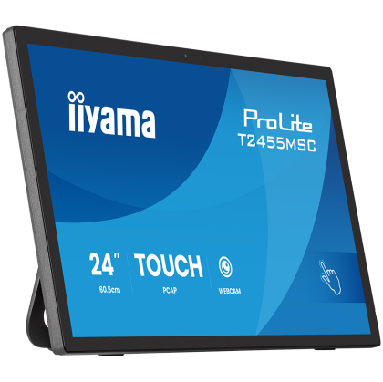 IIYAMA Monitor LED T2455MSC-B2 24" multi-touch IPS 400cd PCAP integrated webcam and a flexible stand