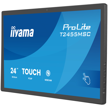 IIYAMA Monitor LED T2455MSC-B2 24" multi-touch IPS 400cd PCAP integrated webcam and a flexible stand
