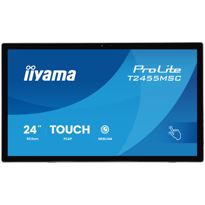 IIYAMA Monitor LED T2455MSC-B2 24" multi-touch IPS 400cd PCAP integrated webcam and a flexible stand