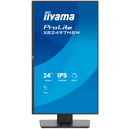 Iiyama ProLite XB2497HSN-B1, 60.5 cm , 23.8, 1920 x 1080 pixels, Full HD, LED, 1 ms, Black IPS monitor with USB-C docking, LAN
