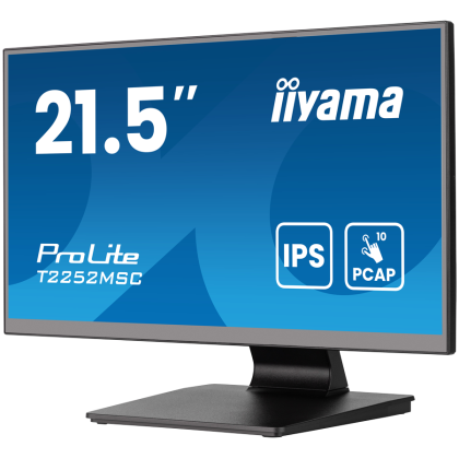 Iiyama ProLite T2252MSC-W2AG, 21.4", 1920 x 1080 pixels, Full HD, LCD, 5 ms, White DeepContrast PCAP+ 10pt touchscreen monitor featuring IPS panel technology Edge-to-Edge glass design anti-fingerprint and anti-glare