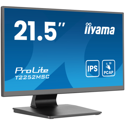 Iiyama ProLite T2252MSC-W2AG, 21.4", 1920 x 1080 pixels, Full HD, LCD, 5 ms, White DeepContrast PCAP+ 10pt touchscreen monitor featuring IPS panel technology Edge-to-Edge glass design anti-fingerprint and anti-glare