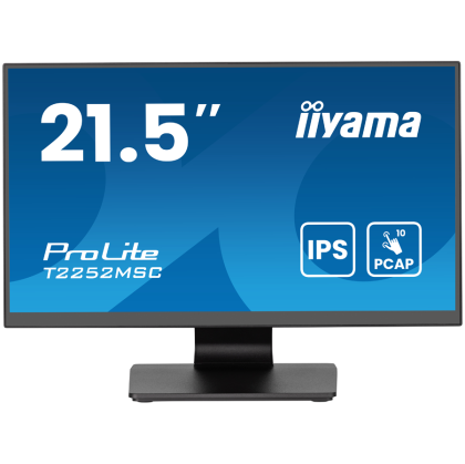 Iiyama ProLite T2252MSC-W2AG, 21.4", 1920 x 1080 pixels, Full HD, LCD, 5 ms, White DeepContrast PCAP+ 10pt touchscreen monitor featuring IPS panel technology Edge-to-Edge glass design anti-fingerprint and anti-glare