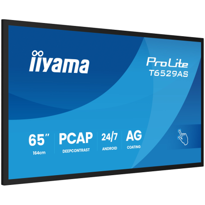 Iiyama ProLite T6529AS-B1AG - 65" Diagonal Class (64.5" viewable) LED-backlit LCD display digital signage with touchscreen (multi touch) 4K UHD (2160p) 3840 x 2160 Edge LED black (bezel) matte finish