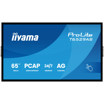 Iiyama ProLite T6529AS-B1AG - 65" Diagonal Class (64.5" viewable) LED-backlit LCD display digital signage with touchscreen (multi touch) 4K UHD (2160p) 3840 x 2160 Edge LED black (bezel) matte finish