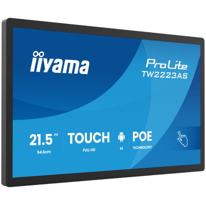 Iiyama 21.5 TW2223AS-B3P 16 Touch USBC Android - Flat Screen - 54.6 cm 18 ms 500:1 450 cd IPS RJ-45 USB Type-C USB Typ C