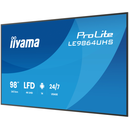 IIYAMA LFD LE9864UHS-B1AG 98" 4K UHD Most powerful professional digital signage VA 16:9 500 cd 5000:1 6.5ms Android 14 OS, iiSignage, iiControl, iiShare, EShare, FailOver, TeamViewer