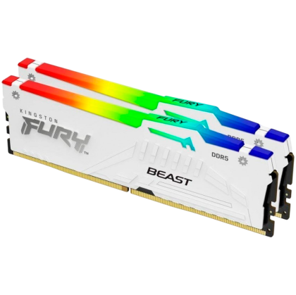 Kingston 64GB 5600MT/s DDR5 CL40 DIMM (Kit of 2) FURY Beast White RGB XMP