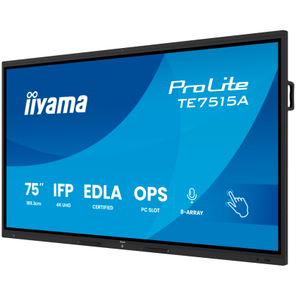 IIYAMA LFD TE7515A-B2AG Interactive Screen 75" IPS 4K 16:9 550cd 1200:1 8ms DeepContrast Touch 40pt iiWare 21E Android 14 OS