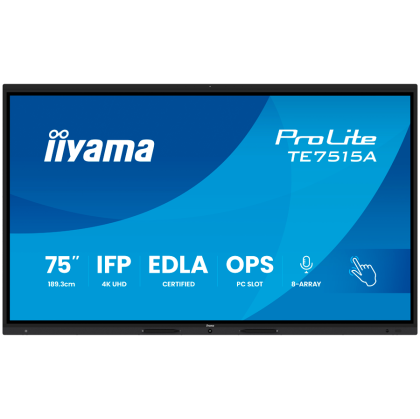 IIYAMA LFD TE7515A-B2AG Interactive Screen 75" IPS 4K 16:9 550cd 1200:1 8ms DeepContrast Touch 40pt iiWare 21E Android 14 OS