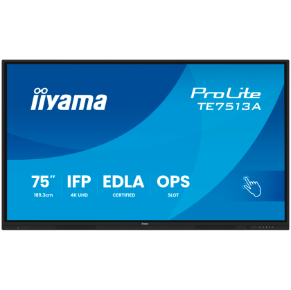 TE7513A-B3AG 75 Google EDLA Certified IFP UHD (3840 x 2160) 8 ms, 500cd ,IPS DP, HDMI, PC interfaces