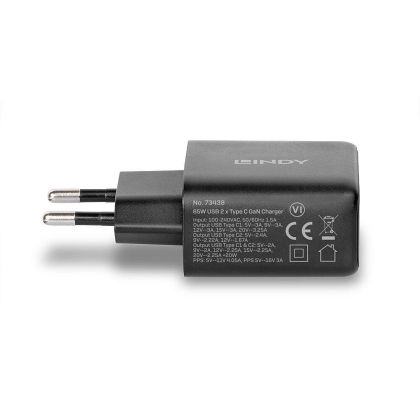 Incarcator Lindy 2x USB Type-C GaN 65W