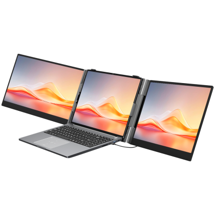Portable monitor Blackview DCM6Pro Dual Screen 14inch 1920x1080 16:9 LCD 60Hz IPS 178 USB-C 3.1x2 Fullx1 Type-Cx1 PD3.0 FC 20V/5A 345x207x20.5mm Two screens can be lit up with just one cable connected to PC Grey Black