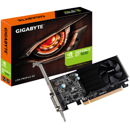 GIGABYTE Video Card NVidia GeForce GT 1030 LP GDDR5 2GB/64bit, 1227MHz/6008MHz, PCI-E 3.0 x16, HDMI, DVI-D, Cooler, 1 x HDMI+DVI low profile bracket, Retail