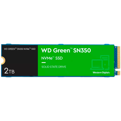 SSD WD Green SN350 2TB M.2 2280 PCIe Gen3 x4 NVMe QLC, Read/Write: 3200/3000 MBps, IOPS 500K/450K, TBW: 100