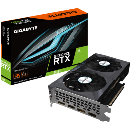 GIGABYTE Video Card NVidia GeForce RTX 3050 EAGLE OC 8G GDDR6/128bit, PCI-E 4.0, 2xDP 1.4a, 2xHDMI 2.1, WINDFORCE 2X, Protection Back Plate, ATX Retail