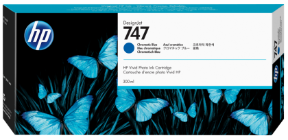 Cartus cerneala original  HP 747, culoare chromatic blue, pentru Plotter HP DesignJet Z9+ 24/44inchi, capacitate 300 ml.