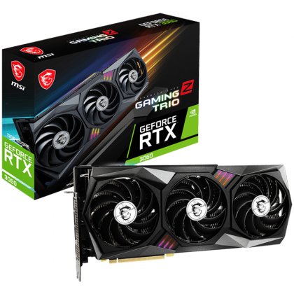 MSI Video Card Nvidia GeForce RTX 3060 GAMING Z TRIO 12G, 12GB GDDR6, 192-bit, 360 GB/s, 15 Gbps, 1867 MHz Boost, 3584 CUDA Cores, PCIe 4.0, 3x DisplayPort 1.4a, HDMI 2.1, RAY TRACING, Triple-Fan, 550W Recommended PSU, Aluminum Backplate, 3Y