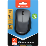 CANYON MW-11, 2.4 GHz Wireless mouse,with 3 buttons, DPI 1200, Battery:AAA*2pcs,Black,67*109*38mm,0.063kg