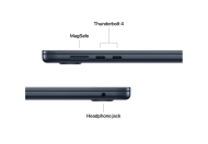 Laptop Apple MacBook Air 15", Procesor Apple M4 CPU cu 10 nuclee, GPU cu 10 nuclee, 15.3"(2880 x 1864) IPS 500nits, ram 16GB, 1TB SSD, tastatura INT, culoare Midnight, macOS Sequoia