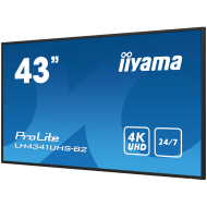 IIYAMA LFD LH4341UHS-B2 43" Professional Digital Signage display with 4K UHD resolution and 24/7 3840x2160 16:9 500cd 1200:1 8ms landscape, portrait