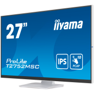 Iiyama ProLite T2752MSC-W1 - LED monitor27" touchscreen 1920 x 1080 Full HD (1080p) @ 60 Hz IPS 400 cd/m² 1000:1 5 ms HDMI DisplayPort speakers white matte