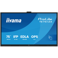 Iiyama Prolite TE7513A-B2AG 75''UHD VA 3840x2160 400cd 1200:1 8ms Android 1, 8/128GB, 40-Points, VGA, HDMI 2x HDMI-out 2x USB-C, Audio mini-jack and Optical Out (S/PDIF), USB Touch Interface,  Landscape mode, Media Play USB Ports, AntiGlare Glass,LAN