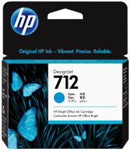 Cartus cerneala original HP 712, culoare cyan pentru HP DesignJet T210, T230, T250, T630, T650/ Studio, capacitate 29 ml.